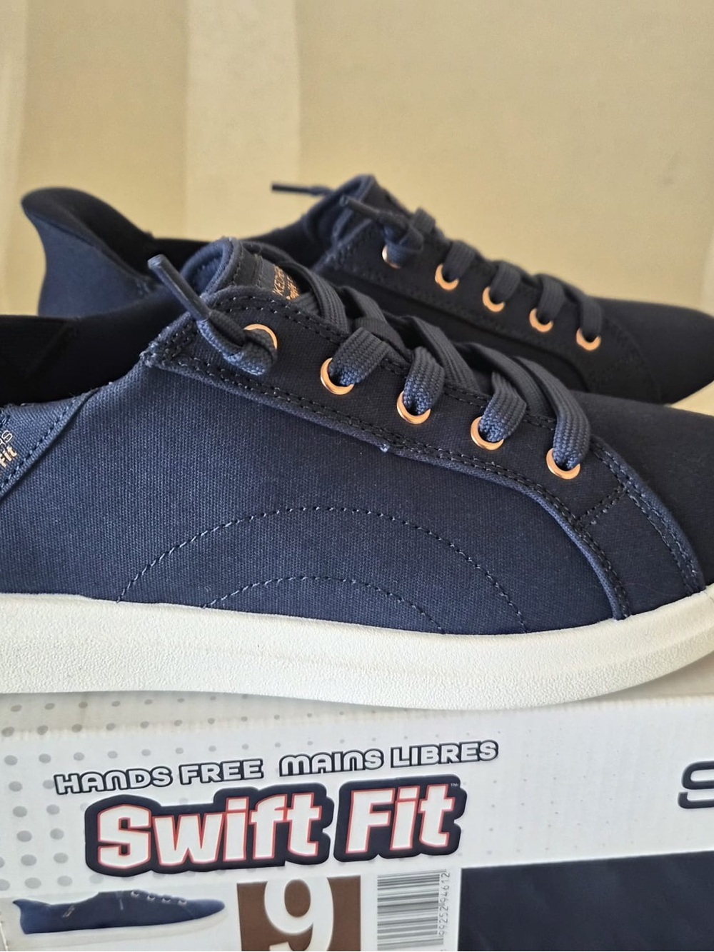 Skechers Women Sneakers, Blue with Rose Gold Eyelets - Size 9 - Picture 6 of 7